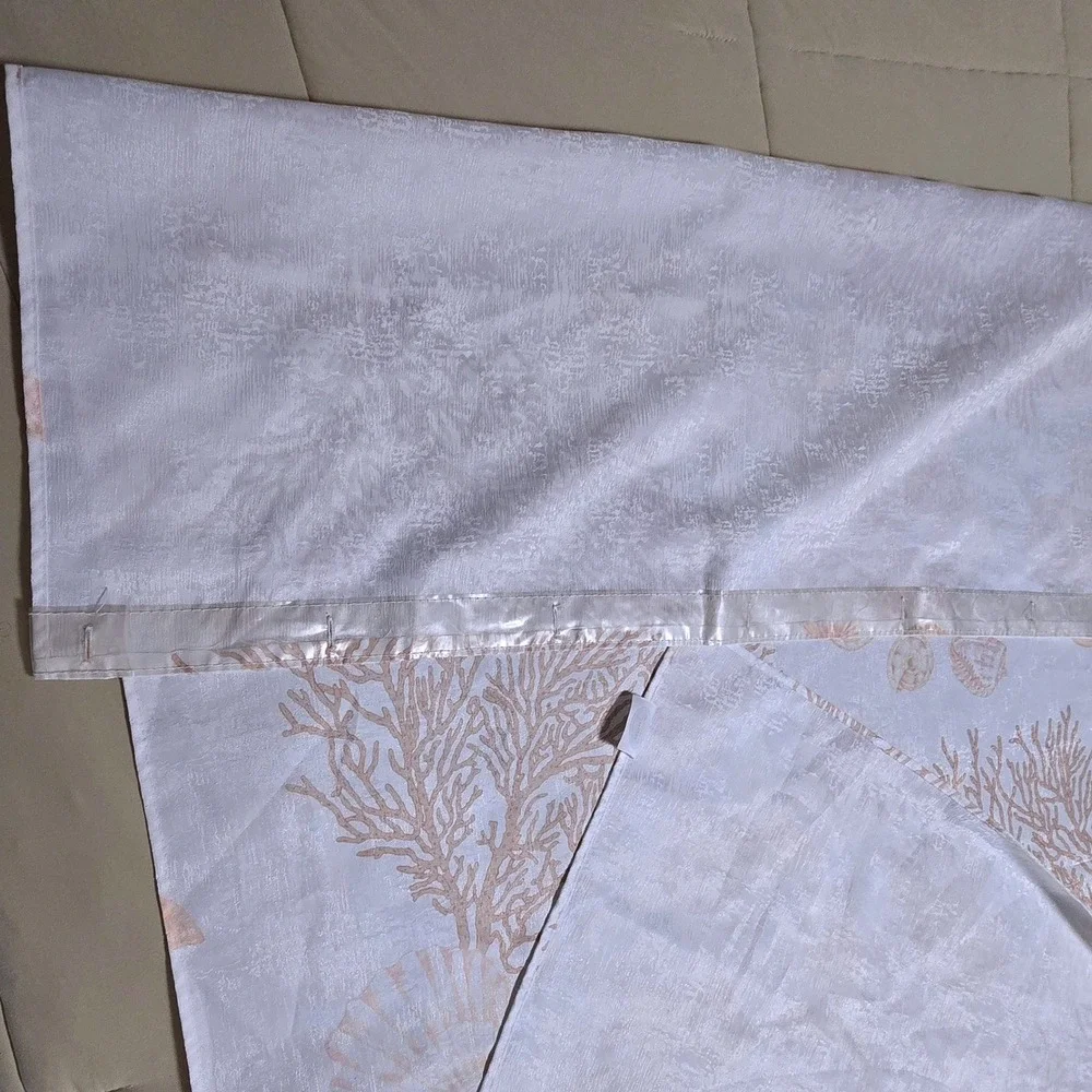 Coastal Coral Seashell Cloth Shower Curtain 69x70 White Peach - Whole Home Brand